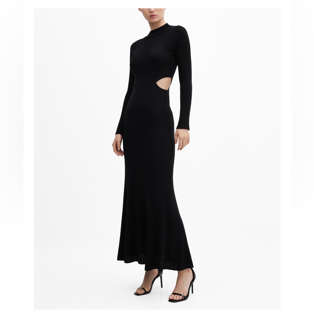 Mango Women's Slits Detail Ribbed Knit Dress